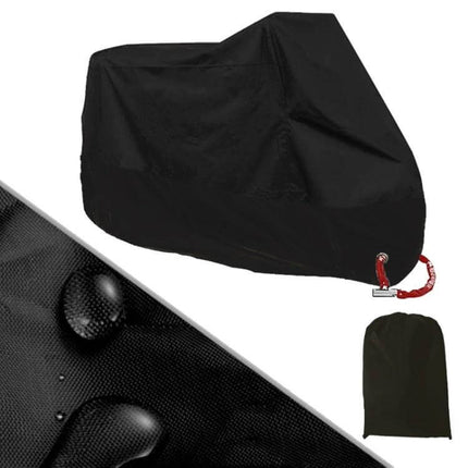 Motorcycle Rain Cover XXL For Outdoor Dust Protection - waterproof 190T silver-plated polyester cover with buckle, fits 125cc–150cc, folds into storage bag