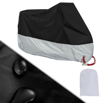 Motorcycle Rain Cover XXL For Outdoor Dust Protection - waterproof 190T silver-plated polyester cover with buckle, fits 125cc–150cc bikes