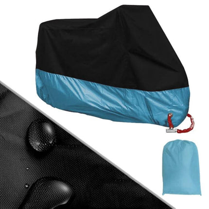 Motorcycle Rain Cover XXL For Outdoor Dust Protection - waterproof 190T silver-plated polyester, lightweight foldable cover with buckle and storage bag