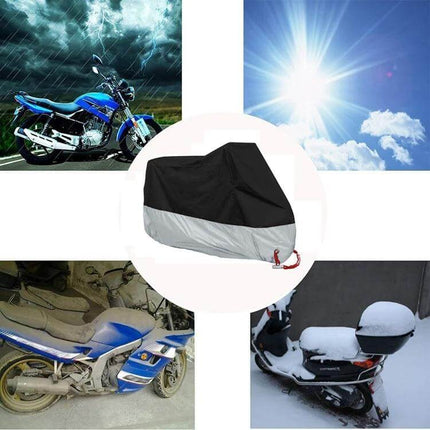 Motorcycle Rain Cover XXL For Outdoor Dust Protection – waterproof silver-plated 190T cover with buckle, protects bike from rain, sun, dust (XXL fit)