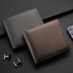 Carbon Fiber Men's Business Wallet - Elegant Horizontal Card Holder