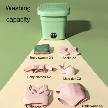 Compact Portable Folding Washer For Small Loads Lake Blue - 4.5L portable folding washer shown with baby clothes, socks and underwear to demonstrate capacity