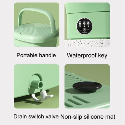 Compact Portable Folding Washer For Small Loads Lake Blue | Syndmart
