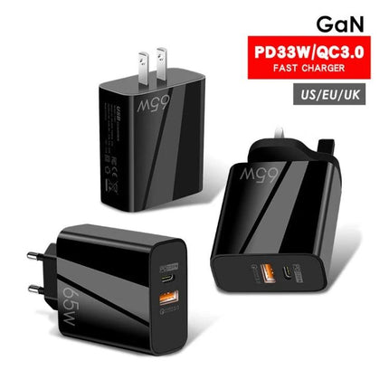 Charger for Everyday Device Power Needs at Home and Travel – compact GaN PD33W/QC3.0 dual-port fast charger for laptops and smartphones