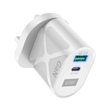 Universal Charger for Daily Device Use at Home or Travel - 65W dual-port USB-C PD and QC3.0 wall charger for phone and tablet