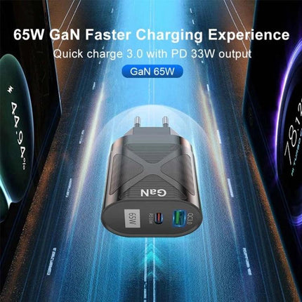 Universal Charger for Daily Device Use at Home or Travel - dual-port 65W GaN fast charger for phone and tablet, travel-ready compact adapter