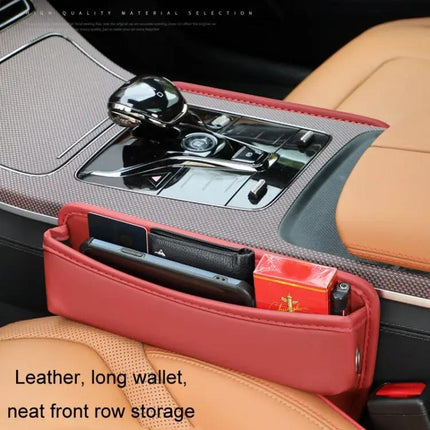 Leather Car Gap Organizer Keeps Seat Area Clutter Free