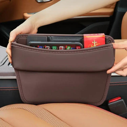 Leather Car Gap Organizer Keeps Seat Area Clutter Free