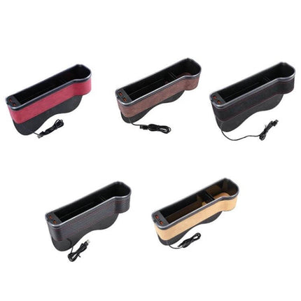 Car Central Control Seat Gap Storage Box Wine Red Everyday Use compact ABS gap filler with built-in charging for easy vehicle organization