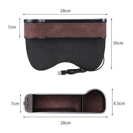Car Central Control Seat Gap Storage Box Wine Red Everyday Use - wine red ABS gap organizer with USB charging, cup holder and dimensions 28x16x8.5cm