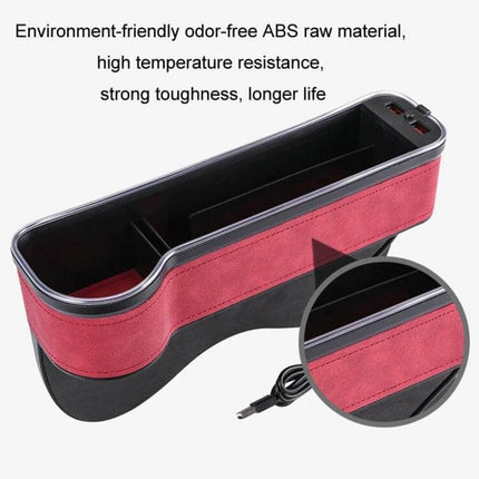 Car Central Control Seat Gap Storage Box Wine Red Everyday Use compact odor-free ABS seat gap organizer with built-in charging ports