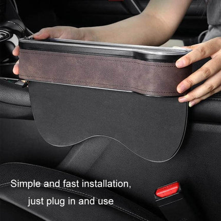 Car Central Control Seat Gap Storage Box Wine Red Everyday Use - wine red ABS seat gap organizer with USB charging, easy plug-in installation