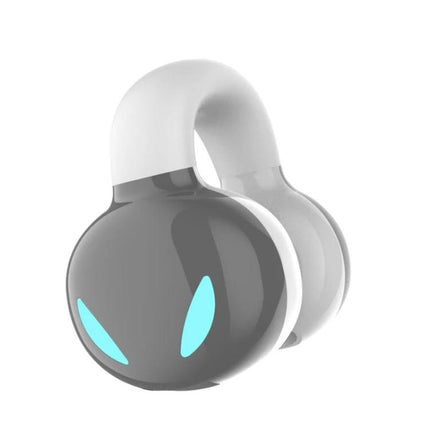 Clip On Bluetooth Earphones With Secure Outside Ear Clip For Commute in grey with silicone flexible clip, non‑insertive fit for workouts