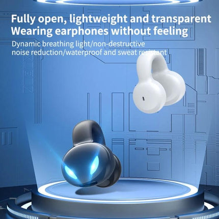 Clip On Bluetooth Earphones With Secure Outside Ear Clip For Commute lightweight clip-ear design in black and white