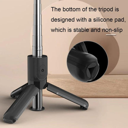 CYKE Tripod for Everyday Phone Photos and Videos showing tripod base with non-slip silicone pad and folded legs for stable hands-free shots