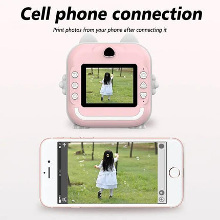 Children's Instant Camera With Cute Bunny Ears And Printer