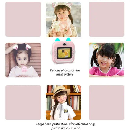 Children's Instant Camera With Cute Bunny Ears And Printer