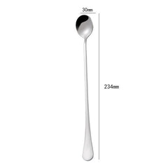 Thickened Round Mixing Spoon with Long Handle - 304 Stainless Steel for Coffee and Ice Drinks