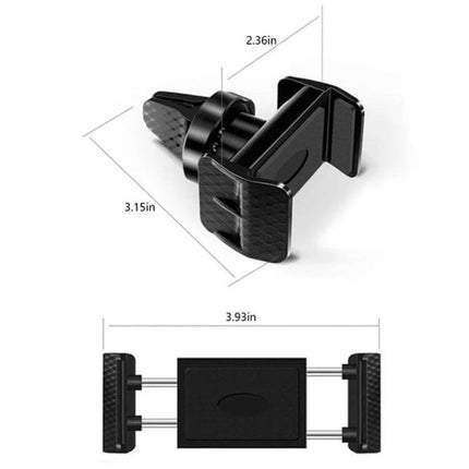 360 Degree Rotating Car Air Vent Phone Holder For GPS black ABS vent mount with 360° swivel fits 3.5–6.5in phones, portrait and landscape viewing
