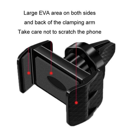 360 Degree Rotating Car Air Vent Phone Holder For GPS showing EVA-padded clamping arms and vent clip for secure 3.5–6.5 inch phone mount