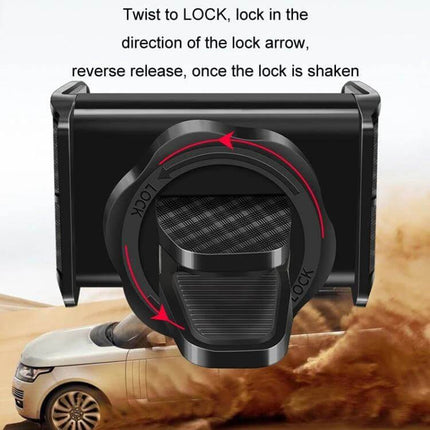 360 Degree Rotating Car Air Vent Phone Holder For GPS showing twist-to-lock vent clip and 360° swivel mount for smartphones 3.5–6.5 inches