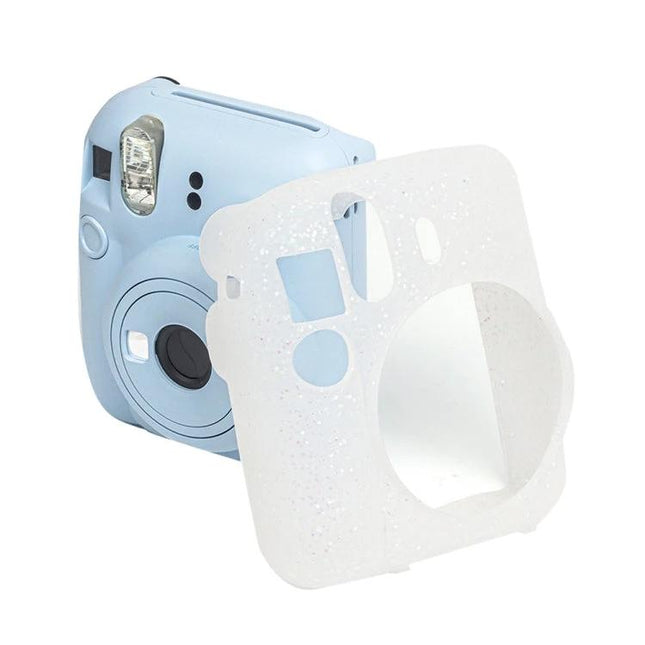 Silicone Protective Case for Fujifilm Instax Mini 12 in Glitter Pink - durable, dust‑resistant glitter silicone camera cover