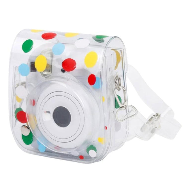 Protective Case for Fujifilm Instax Mini 12/11 in Wave Dot clear polka dot camera cover with strap, protects from dust scratches and minor impacts