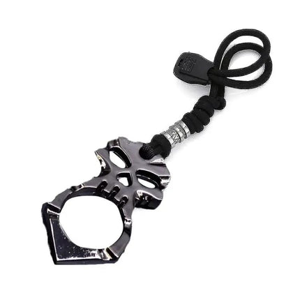 Rose Thorn Single Finger Buckle Keychain Skull Black | Syndmart