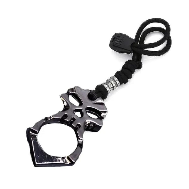 Rose Thorn Single Finger Buckle Keychain Skull Black | Syndmart