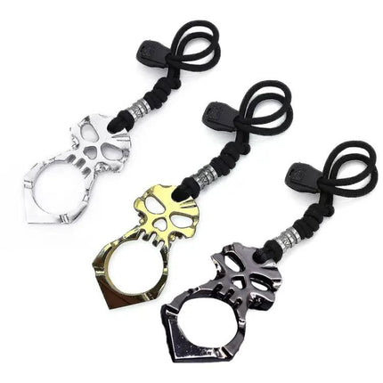 Rose Thorn Single Finger Buckle Keychain Skull Black | Syndmart