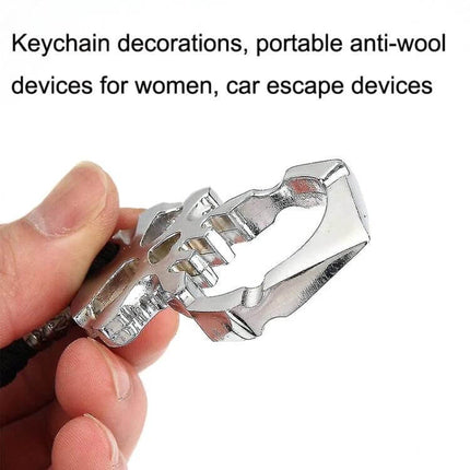 Rose Thorn Single Finger Buckle Keychain Skull Black compact chrome-plated skull key holder for EDC, self-defense and emergency window breaker