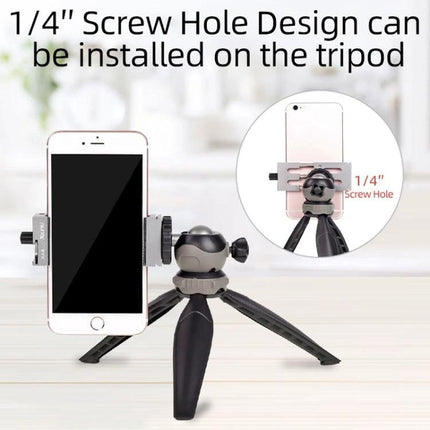 XILETU Aluminum Alloy Adjustable Mobile Phone Tripod Clip mounted on tripod for stable smartphone photography and video recording