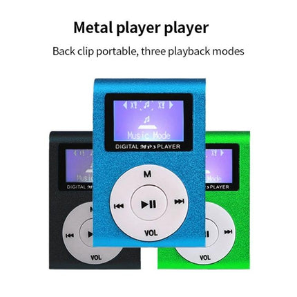 Mini Lavalier Metal MP3 Player With Display and No Memory Card compact TF card clip-on metal MP3 player with display