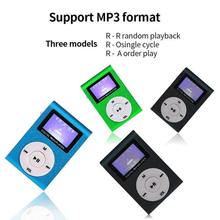 Mini Lavalier Metal MP3 Player With Display and No Memory Card compact colored players supporting MP3 format and TF card playback