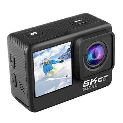 5K Sports Camera for High-Resolution Outdoor Adventures compact waterproof action cam with wide-angle lens and front display