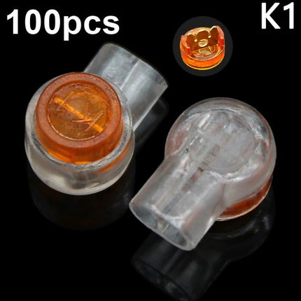 Moisture-Proof Network Cable Connectors for Home Wiring - clear orange 100pcs push-in no-strip RJ11/RJ45 inline splice connectors