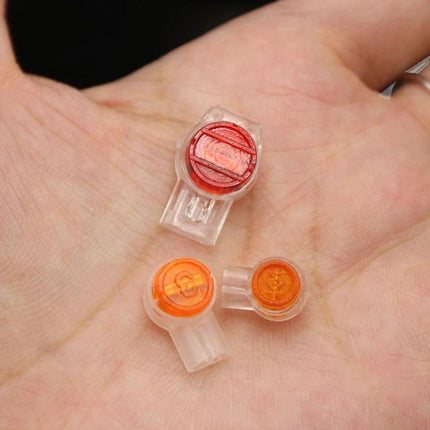 Moisture-Proof Network Cable Connectors for Home Wiring in-hand close-up showing three moisture-proof wire splice connectors for quick home wiring