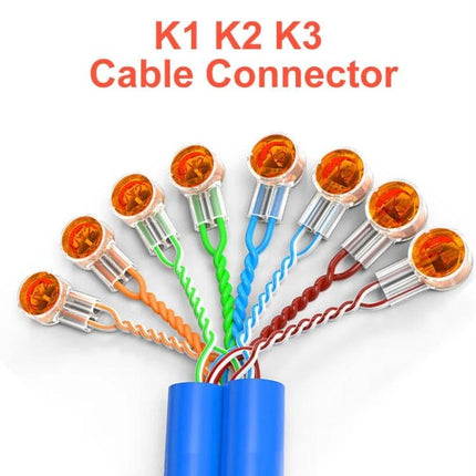 Moisture-Proof Network Cable Connectors for Home Wiring - clear insulation-free RJ11/RJ45 style connectors for quick home office and DIY wiring repairs