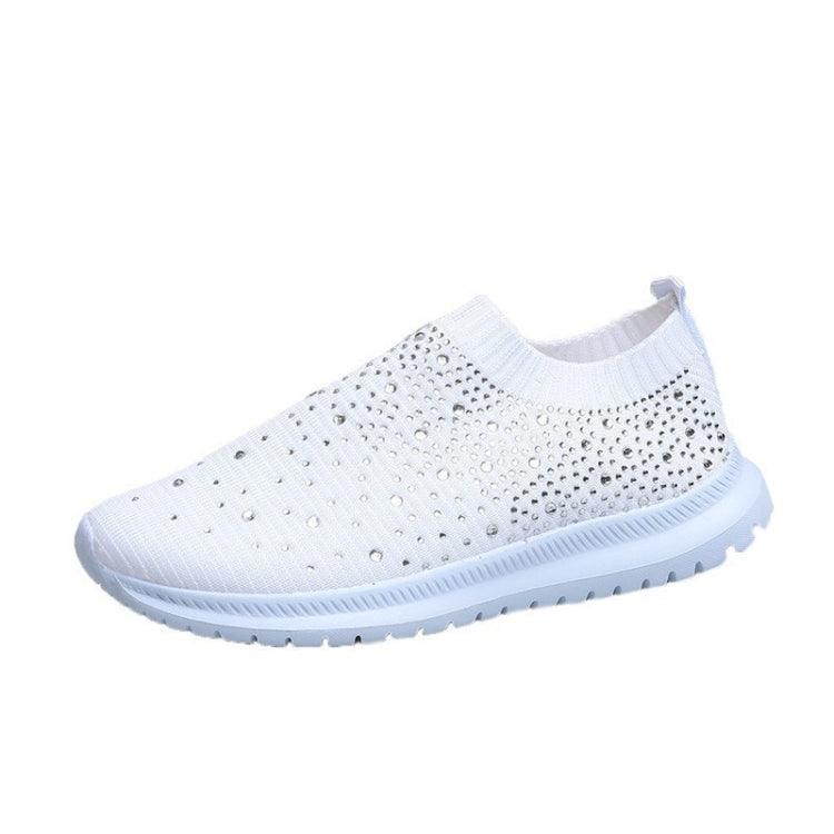 Rhinestone-Embellished Women's Breathable Flying Woven Sneakers for Spring and Autumn, Series 1