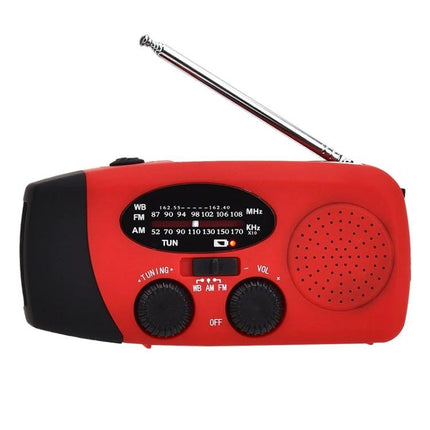 HanRongda HRD-902 Emergency Solar Radio for Disaster Use - red portable AM/FM/weather band emergency radio with antenna