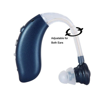 Comfortable Earhook Hearing Aid for Noise Reduction and Daily Use - navy adjustable earhook with silicone dome for clear speech and noise reduction