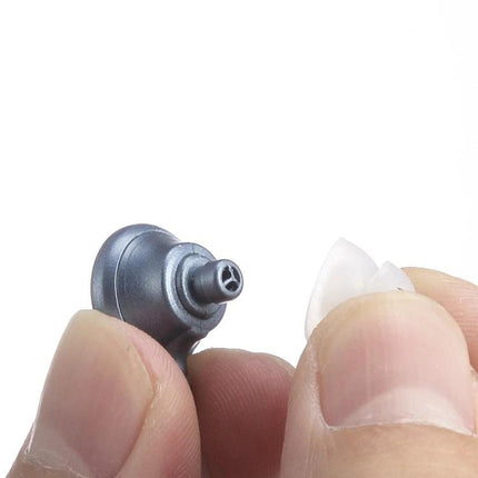 Comfortable Earhook Hearing Aid for Noise Reduction and Daily Use showing earhook tip being replaced for comfortable everyday wear
