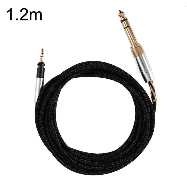 Sennheiser Compatible Headset Upgrade Cable with 3.5mm, 1.2m or 2m black braided 1.2m cable with gold 3.5mm and 6.35mm plugs