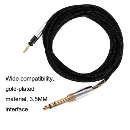 Sennheiser Compatible Headset Upgrade Cable with 3.5mm, 1.2m or 2m – black braided 3.5mm to 6.35mm gold-plated replacement audio cable