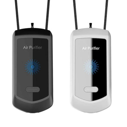 Mini Hanging Neck Negative Ion Air Purifier For Everyday Use - compact black and white wearable personal air purifiers on lanyards