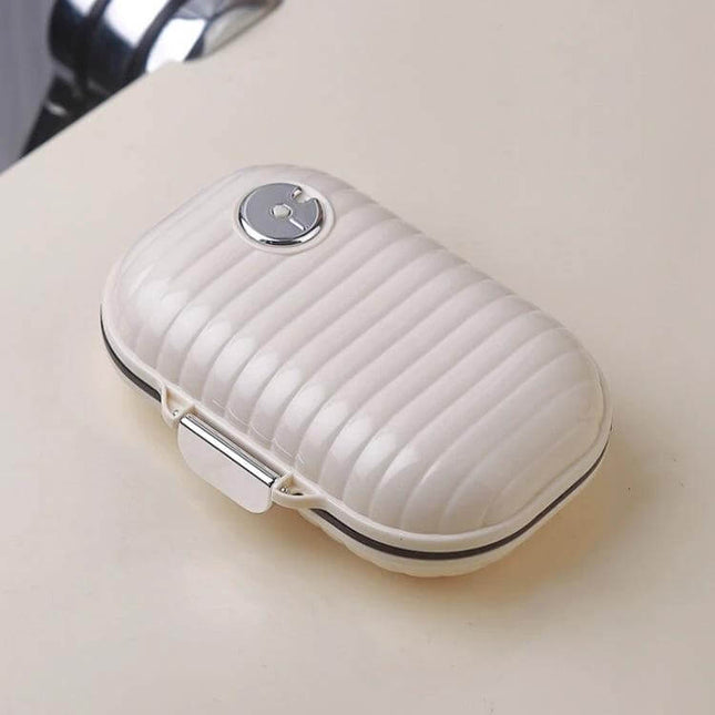 One Week Outdoor Travel Medicine Box, Portable and Airtight palm-sized airtight pill organizer with moisture-proof seal and electroplated buckle