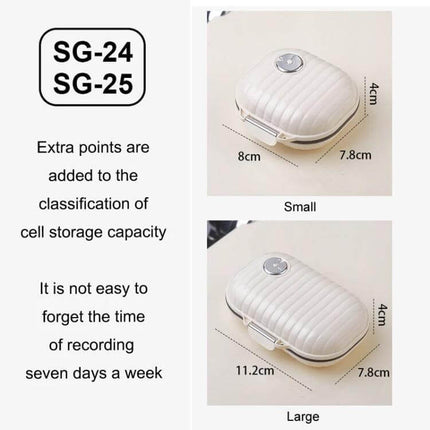 One Week Outdoor Travel Medicine Box, Portable and Airtight palm-sized airtight pill organizer with silicone seal and compartments for 7-day travel