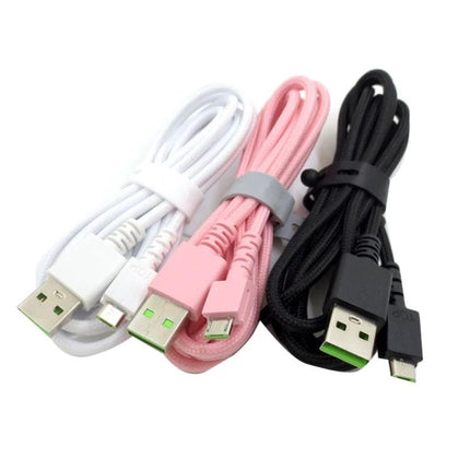 Razer USB Micro Charging Cable for Wireless Mouse Compatibility braided charging cables in white pink and black, durable reinforced wire