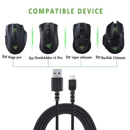 Razer USB Micro Charging Cable for Wireless Mouse Compatibility – braided micro USB cable charging Razer Naga Pro, DeathAdder v2 Pro, Viper Ultimate, Basilisk Ultimate