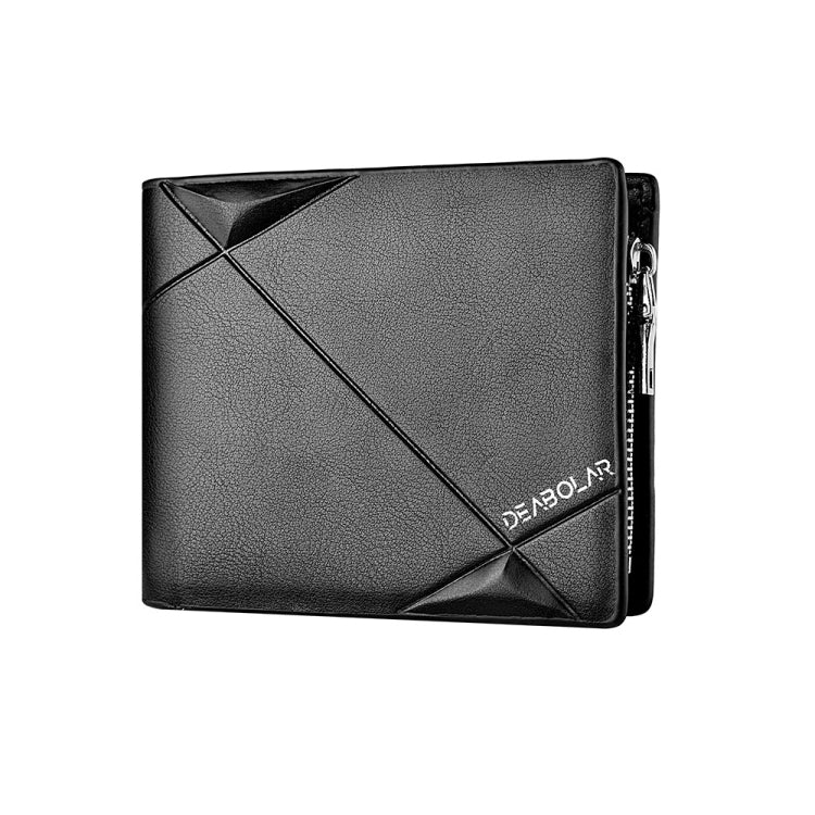 DEABOLAR Men Short PU Leather Tri-fold Horizontal Wallet Large-capacity Multi-card Wallet